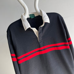 1980s Izod Rugby Shirt with Plaid Accents Under The Collar