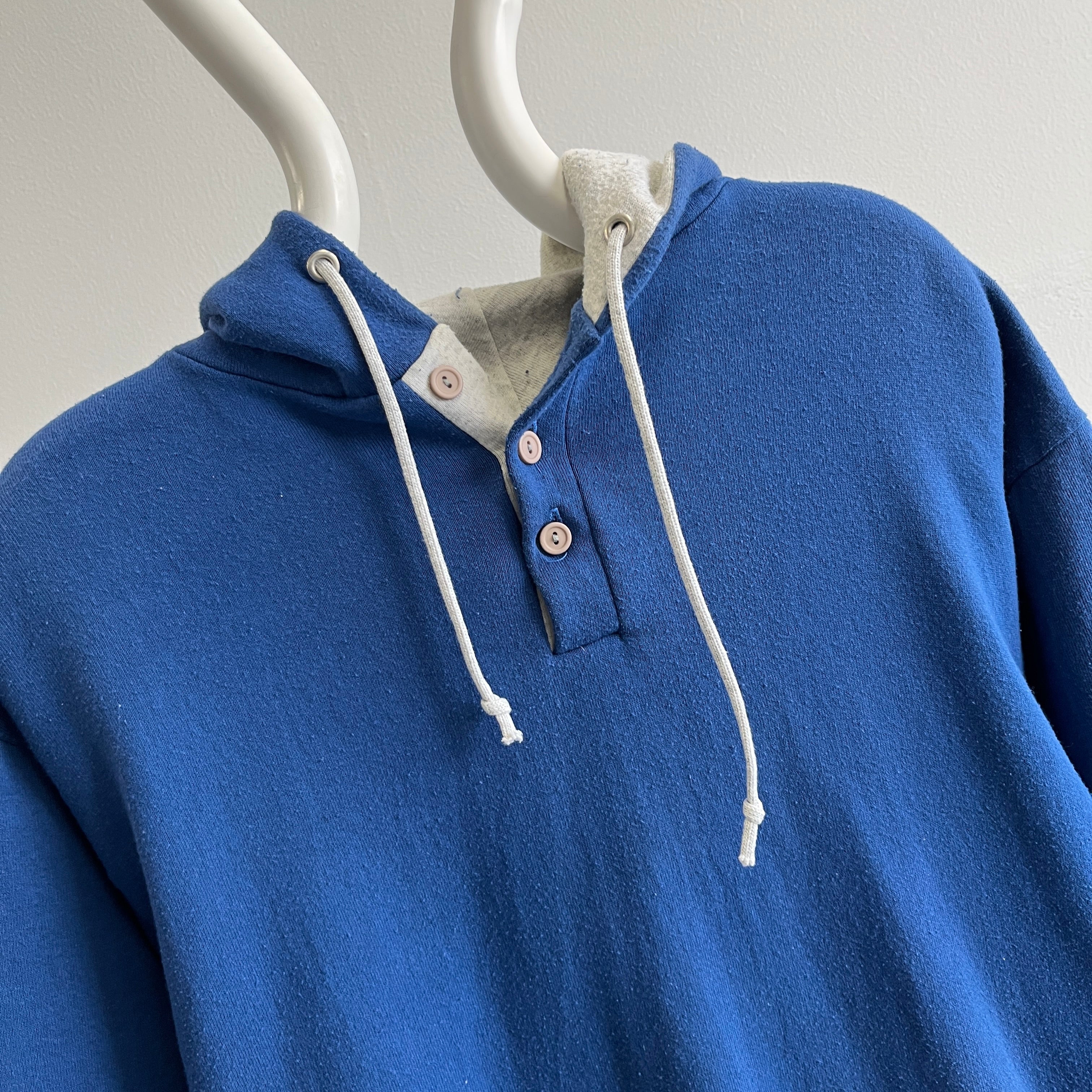 1980s Two Tone Henley Hoodie by Jerzees