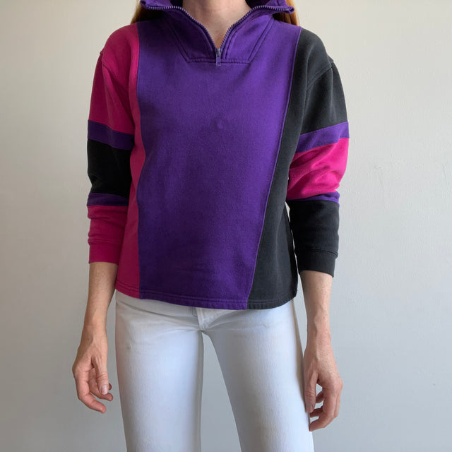 1980s Color Block 1/4 Zip Eighties Delight