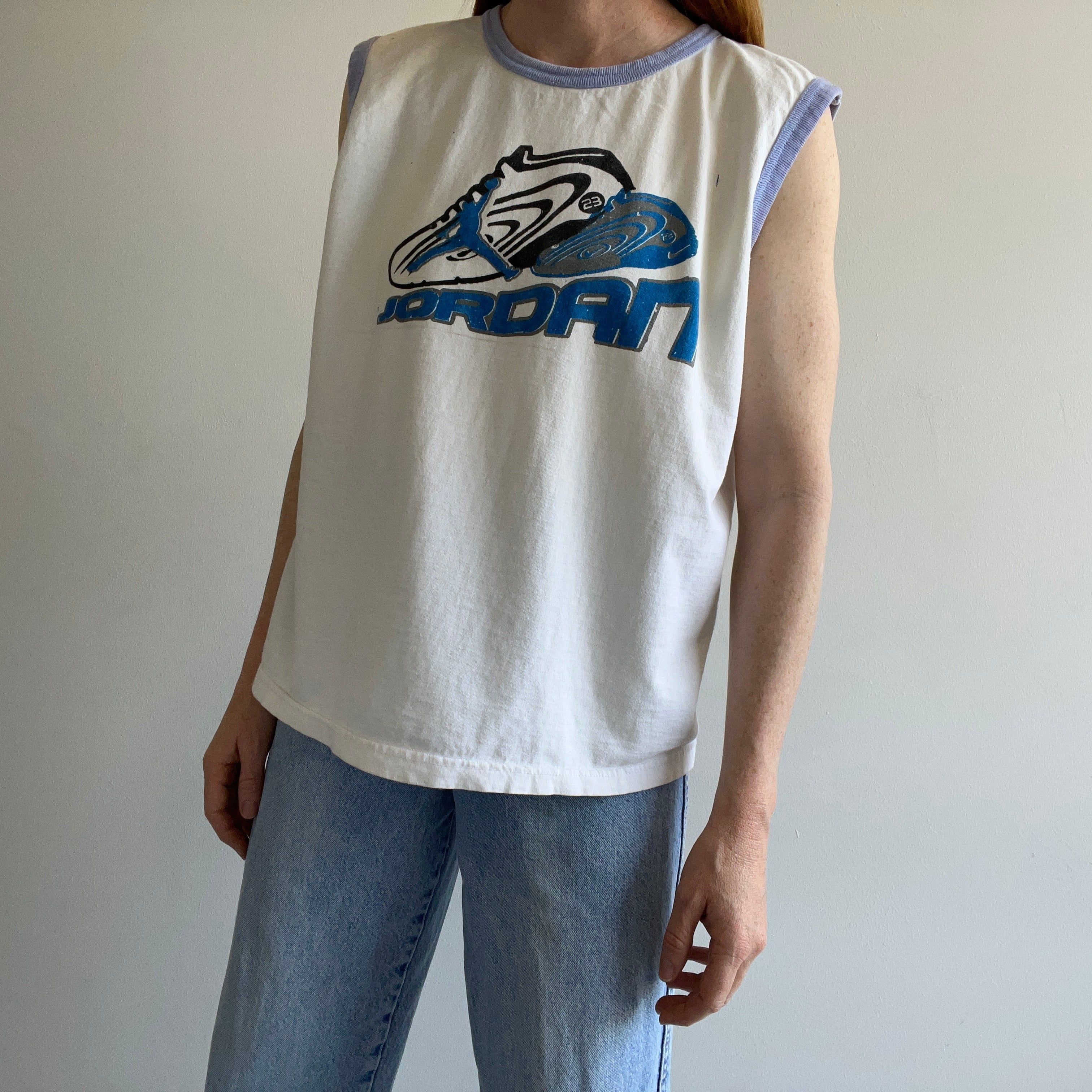 1980s Michael Jordan Bootleg Style Screen Print Tank Top - WOW