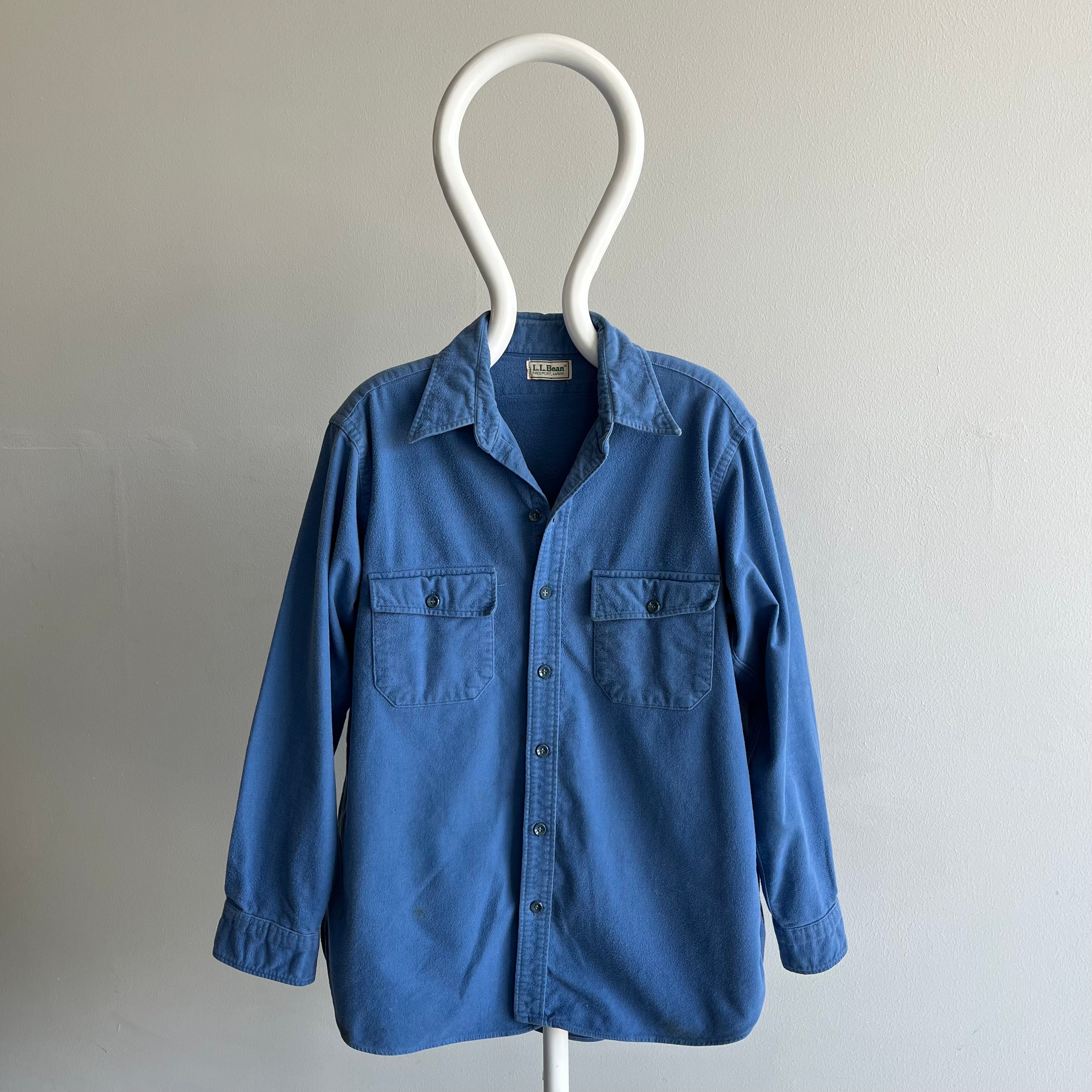 1980s L.L.Bean Soft Dusty Blue Cotton Flannel