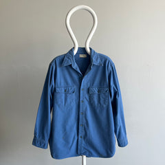 1980s L.L.Bean Soft Dusty Blue Cotton Flannel