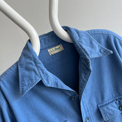 1980s L.L.Bean Soft Dusty Blue Cotton Flannel