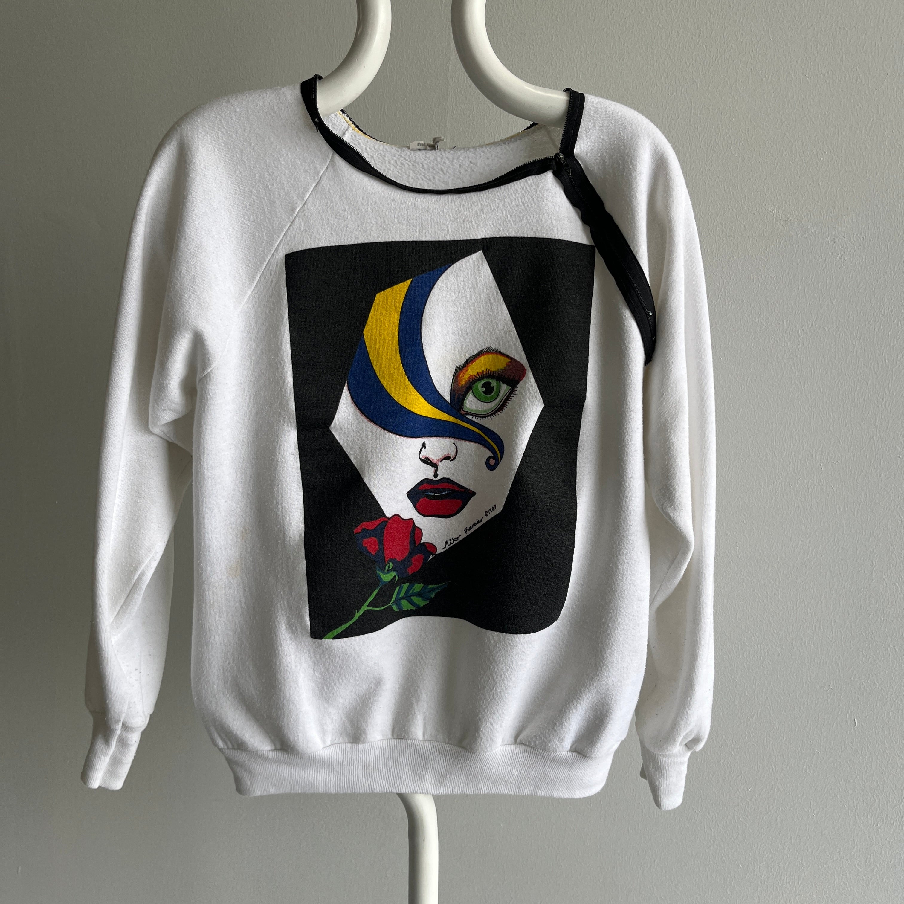 1989 Very Unique WOW, Weird and Maybe Wonderful Depending On Who You Ask - Sweatshirt with a Zipper Collar