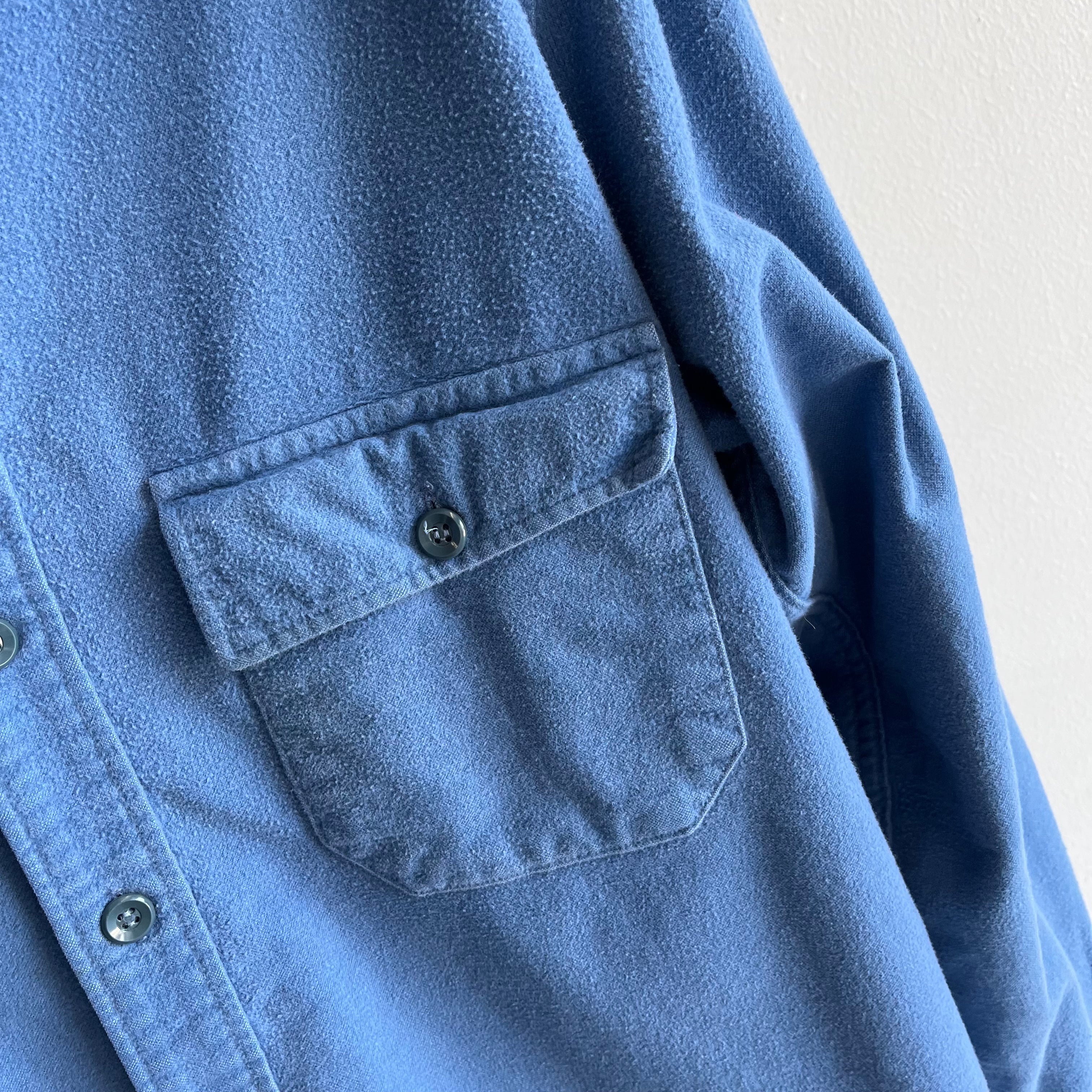 1980s L.L.Bean Soft Dusty Blue Cotton Flannel