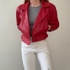 1980s Ultra Extra Red Leather Jacket - WOWOWOWOWOW (please ignore the pants)