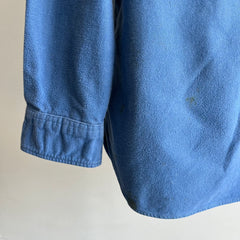 1980s L.L.Bean Soft Dusty Blue Cotton Flannel