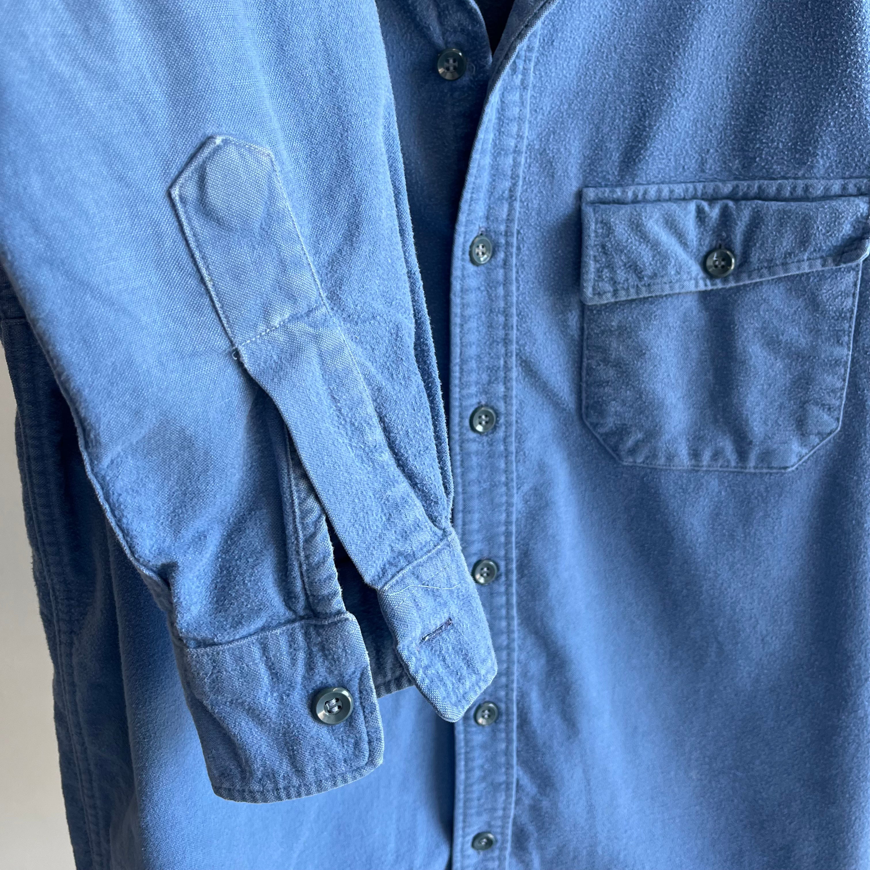 1980s L.L.Bean Soft Dusty Blue Cotton Flannel