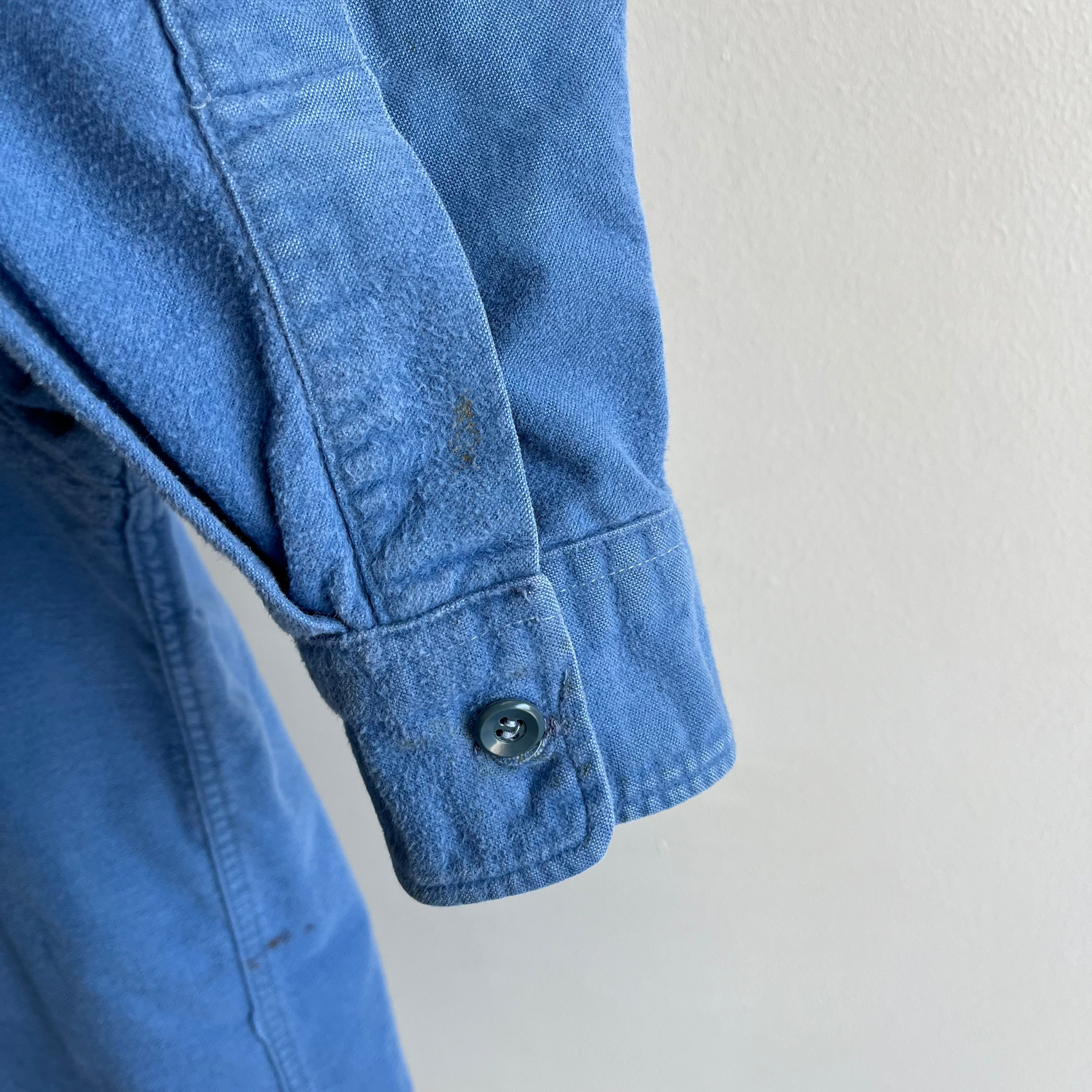 1980s L.L.Bean Soft Dusty Blue Cotton Flannel