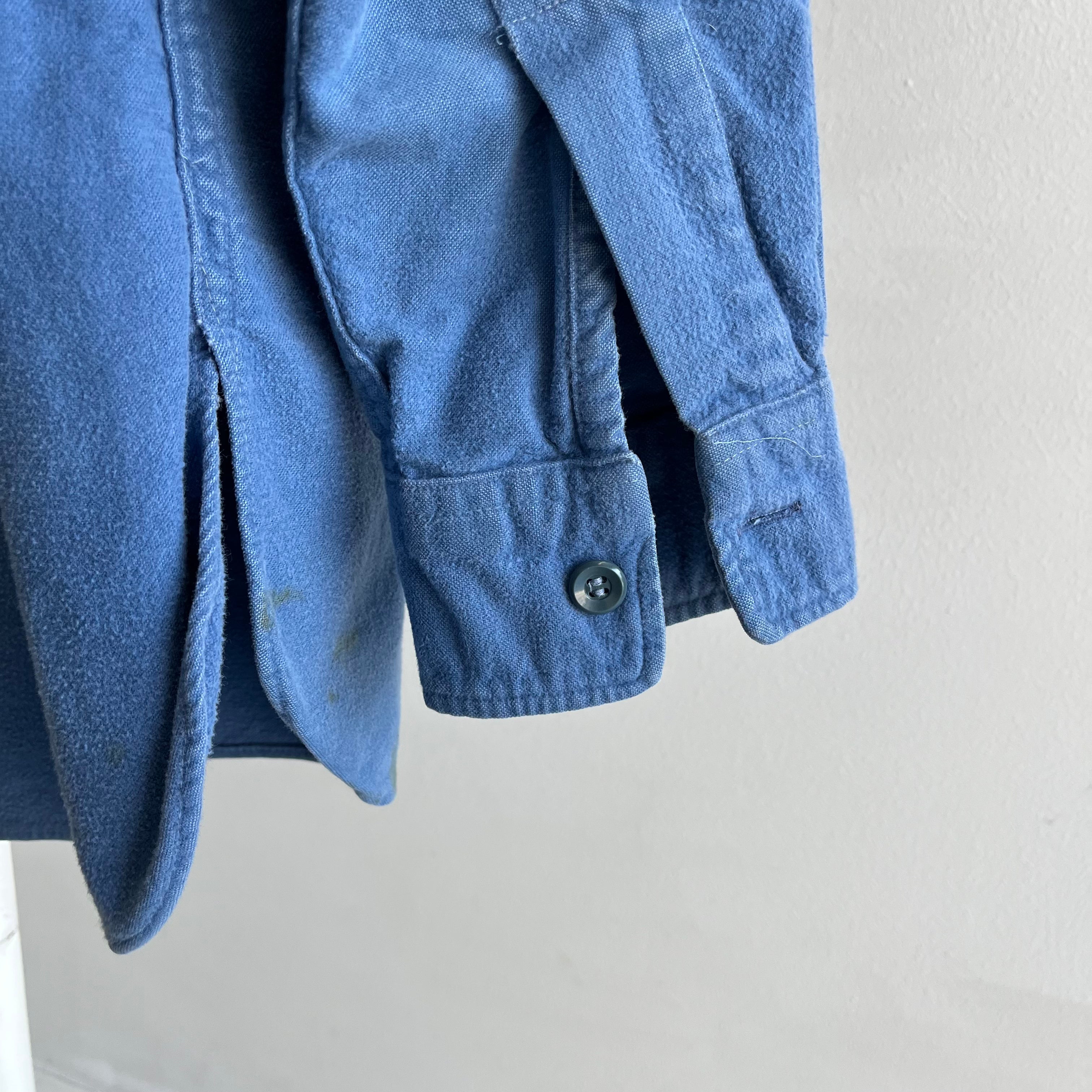 1980s L.L.Bean Soft Dusty Blue Cotton Flannel