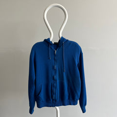 1980s Royal Blue Zip Up Hoodie with Rad Pockets