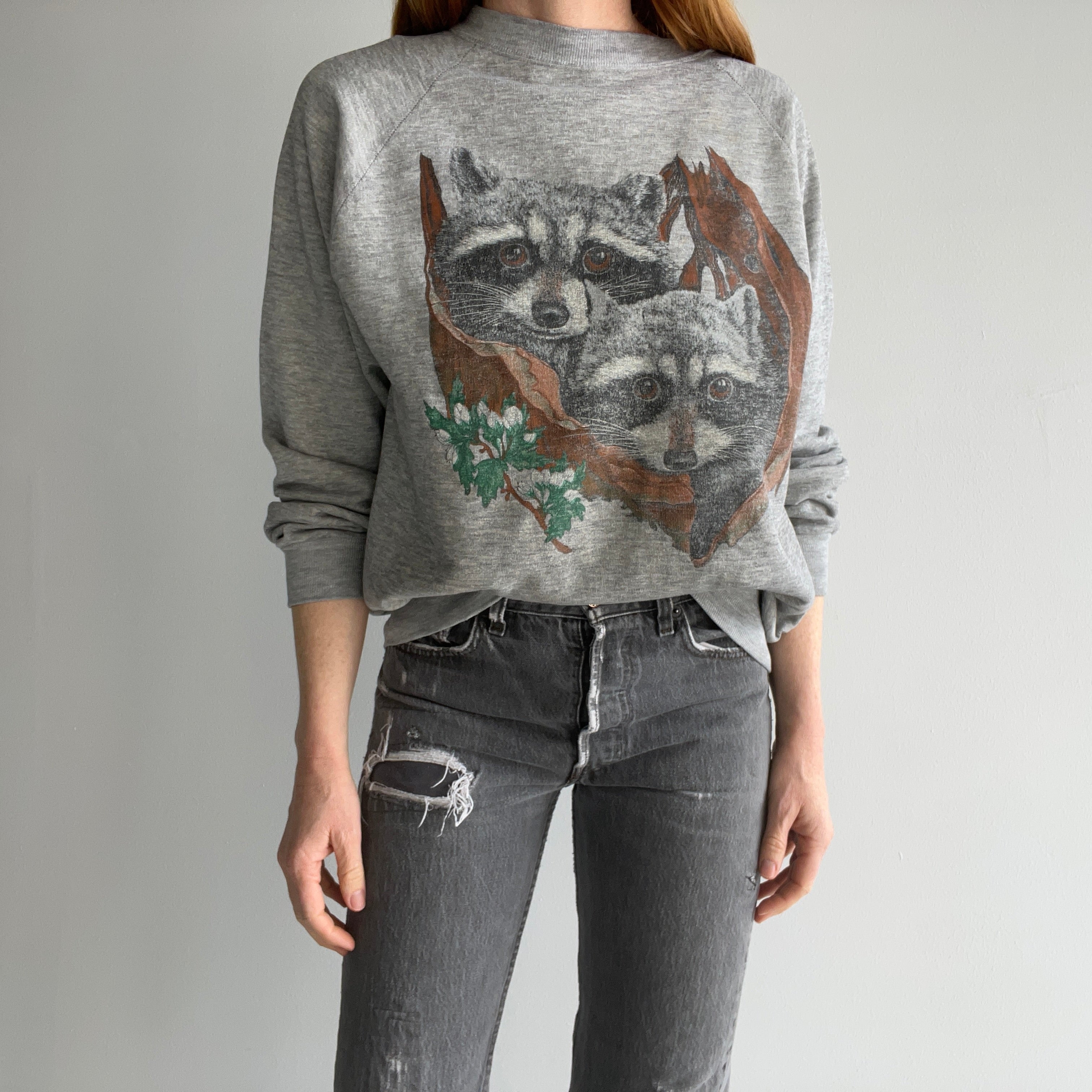 1980s Trash Can Pandas Sweatshirt - Awwwwwww