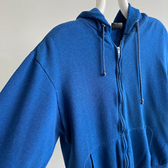 1980s Royal Blue Zip Up Hoodie with Rad Pockets