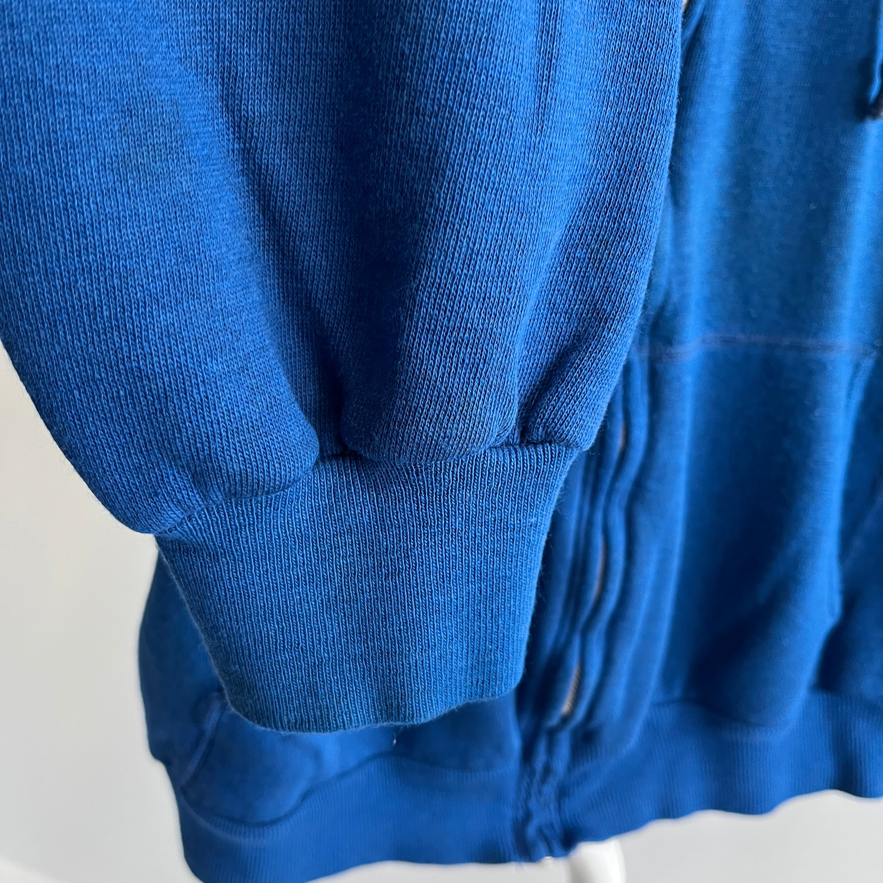 1980s Royal Blue Zip Up Hoodie with Rad Pockets