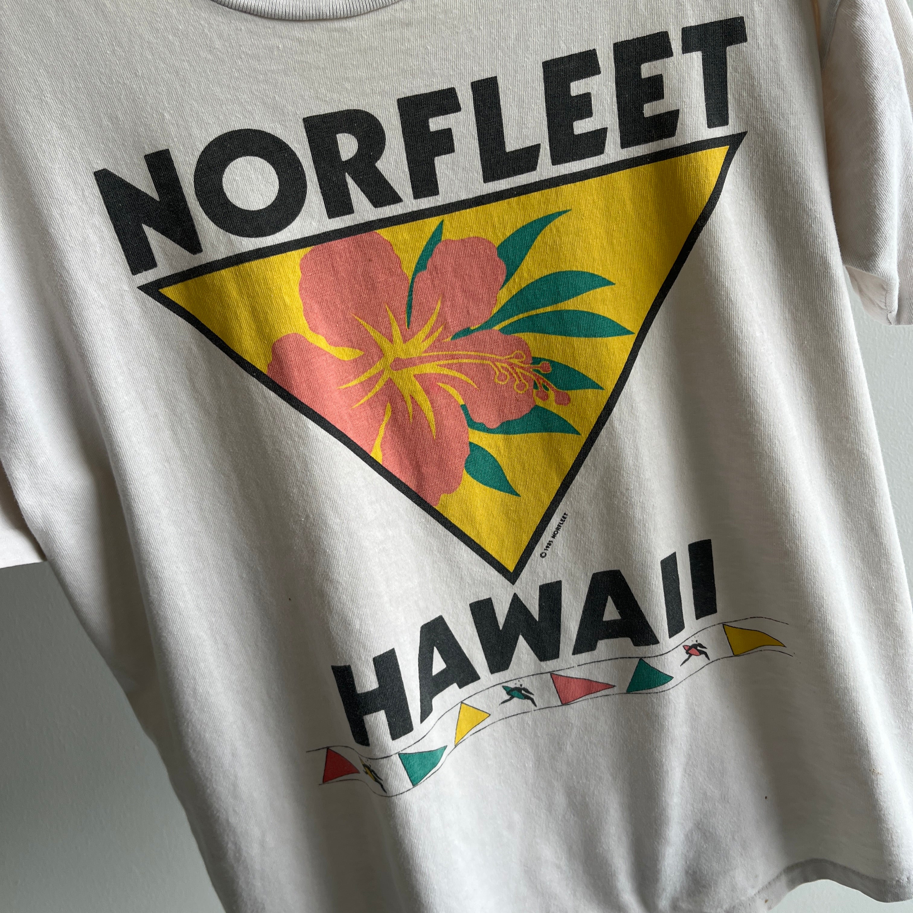 1985 Norfleet Hawaii Washed White T-Shirt - Worn to Perfection