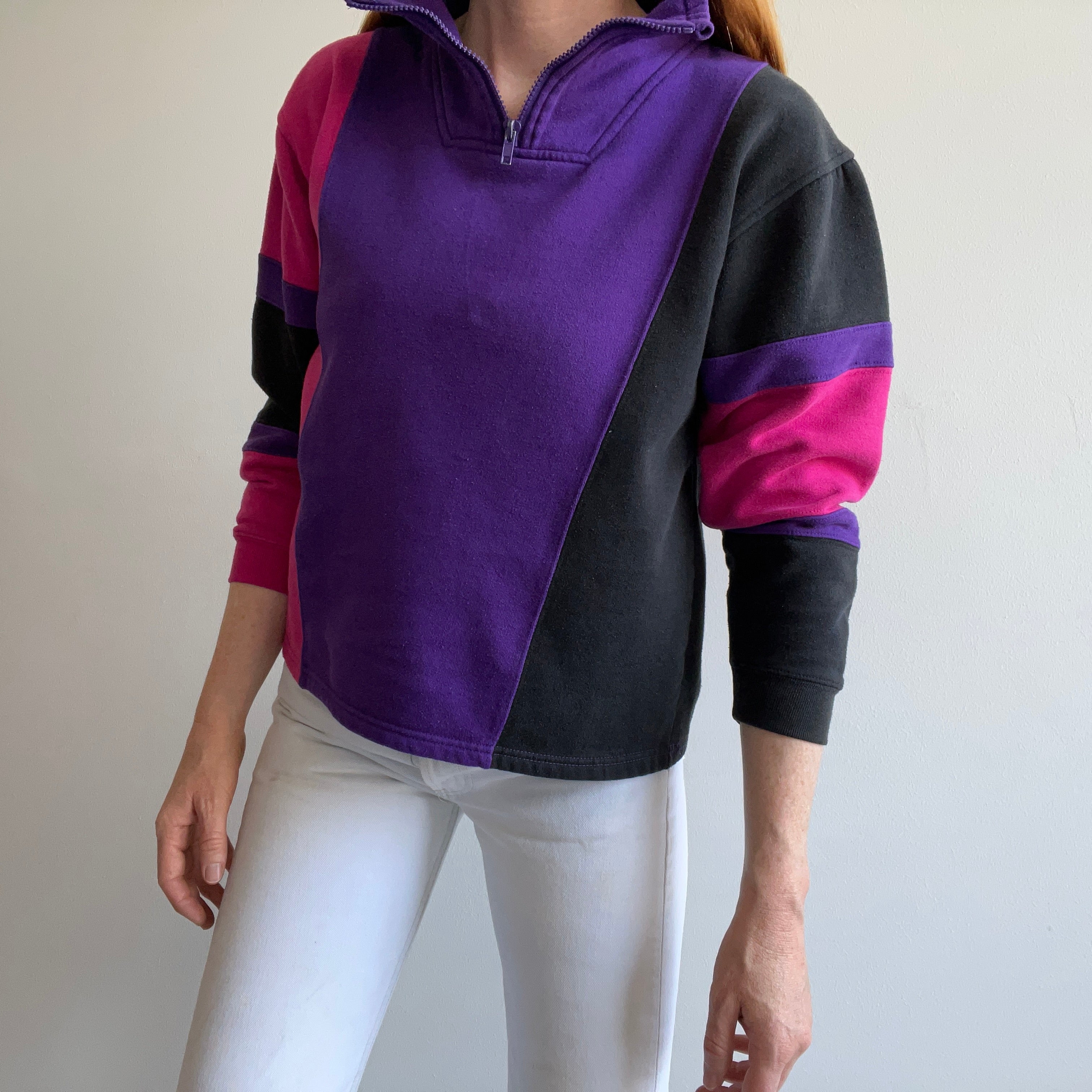 1980s Color Block 1/4 Zip Eighties Delight