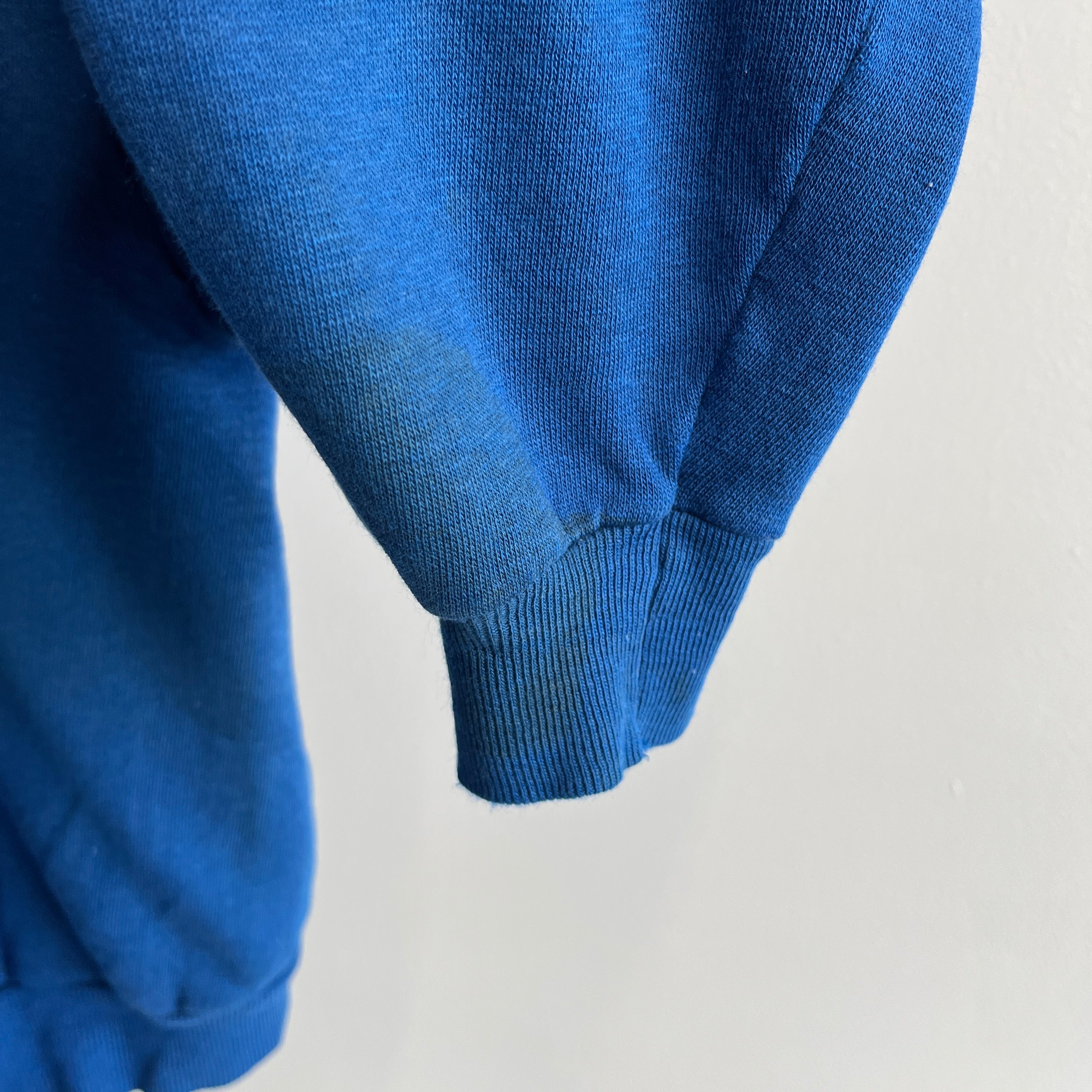 1980s Royal Blue Zip Up Hoodie with Rad Pockets