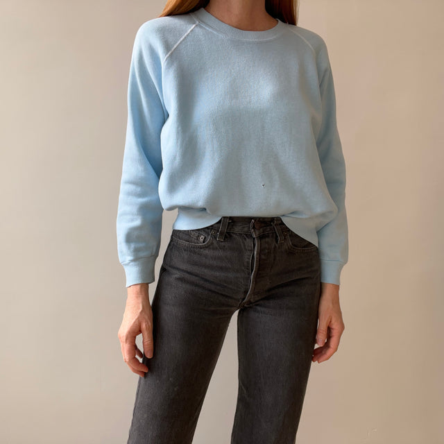 1970s Baby Sky Blue Blank Raglan Sweatshirt - SWOOOOOOON