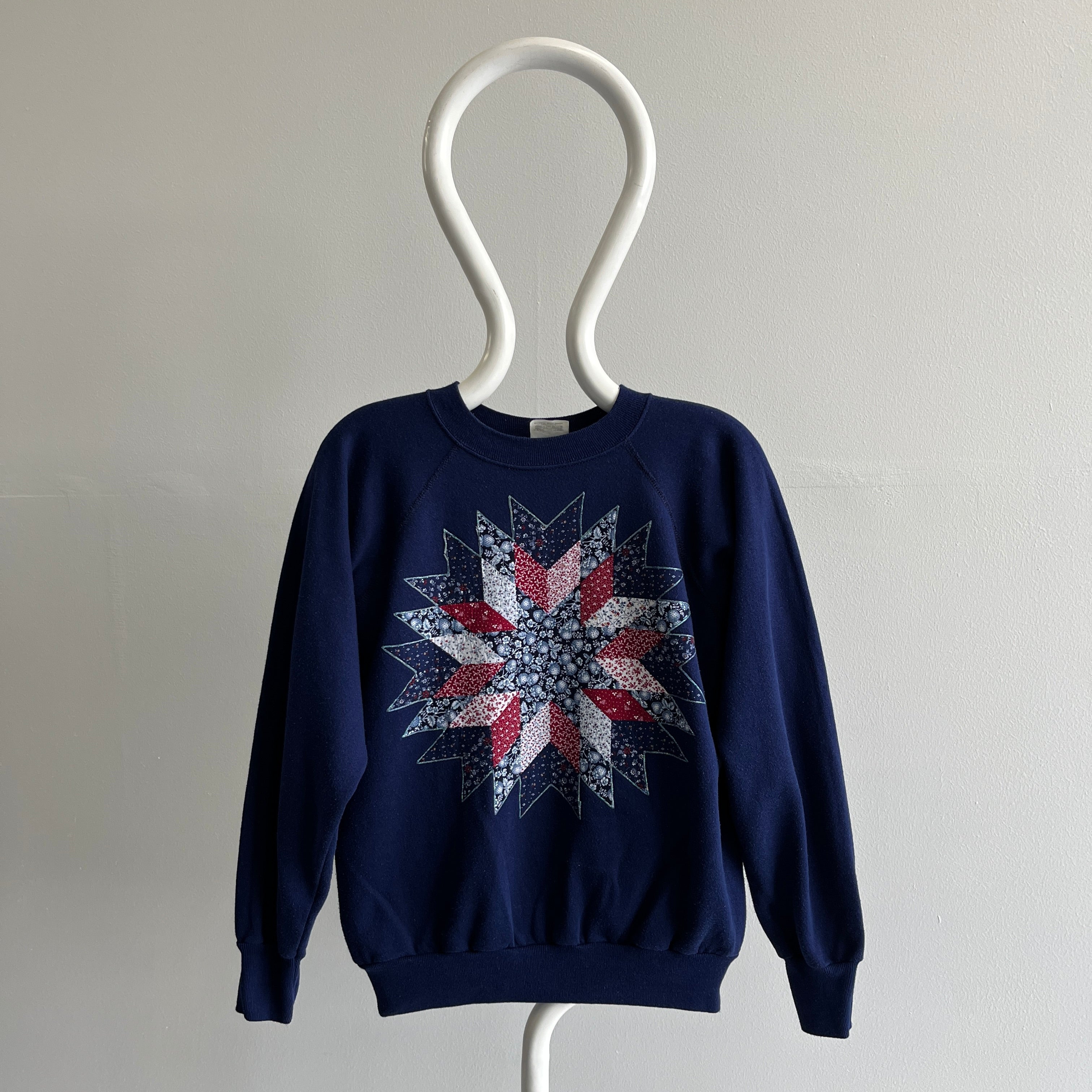 1980s DIY Quilt and Puff Paint Sweatshirt