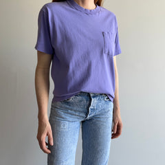 1980s Lilac Pastel Purple Cotton Pocket T-Shirt - Blank