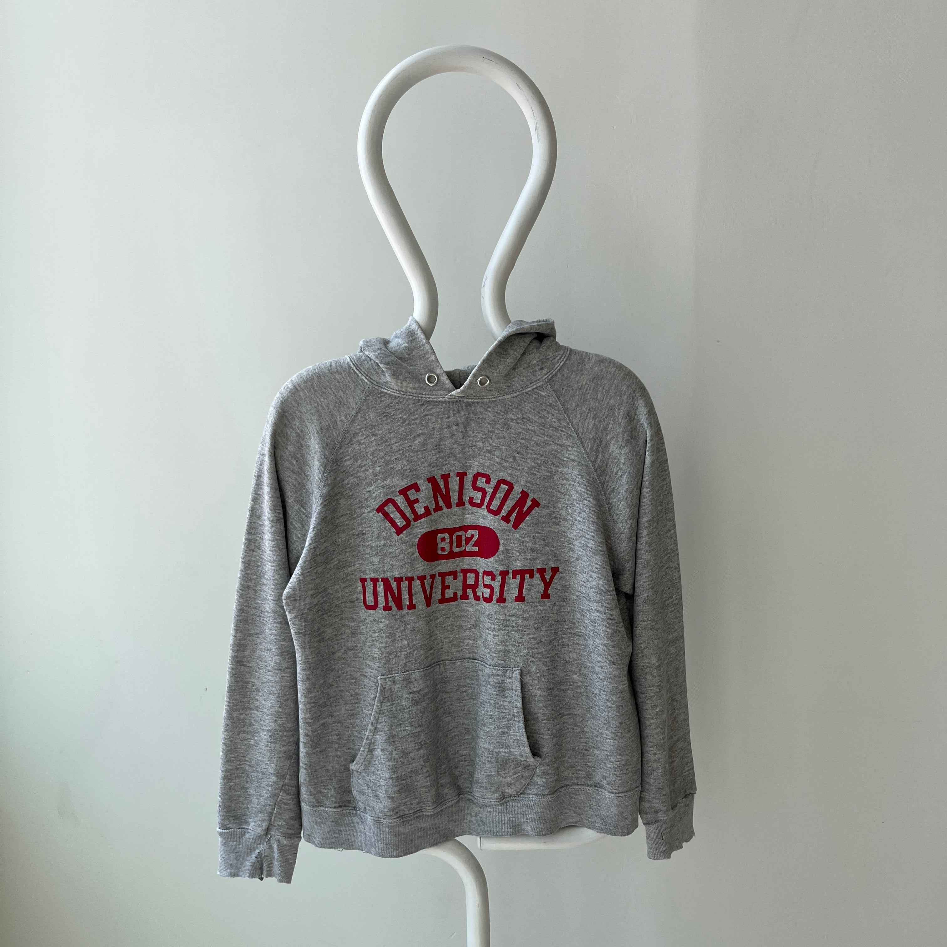 1980s Thinned Out and Slouchy Denison University Champion Brand Hoodie