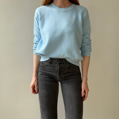 1970s Baby Sky Blue Blank Raglan Sweatshirt - SWOOOOOOON