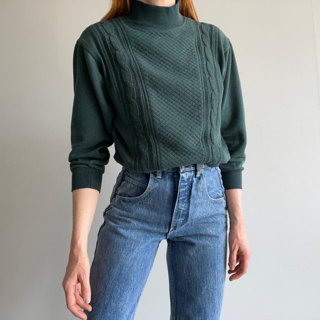 1980s Cable Knit Mock Neck Sweatshirt - Yes Please!