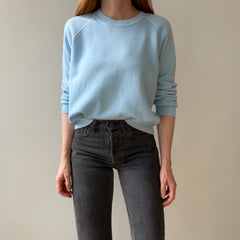 1970s Baby Sky Blue Blank Raglan Sweatshirt - SWOOOOOOON