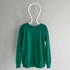 1980s Medium Weight Pannill Faded Kelly Green Sweatshirt with Staining
