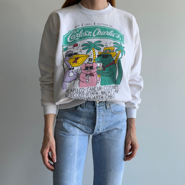1980/90s Cotton Carlos n Charlie's Bar and Grill and Clothesline Sweatshirt