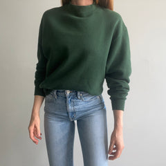 1980/90s Hunter Green Sweatshirt with a Slight Mock Neck