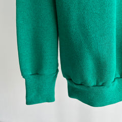 1980s Medium Weight Pannill Faded Kelly Green Sweatshirt with Staining