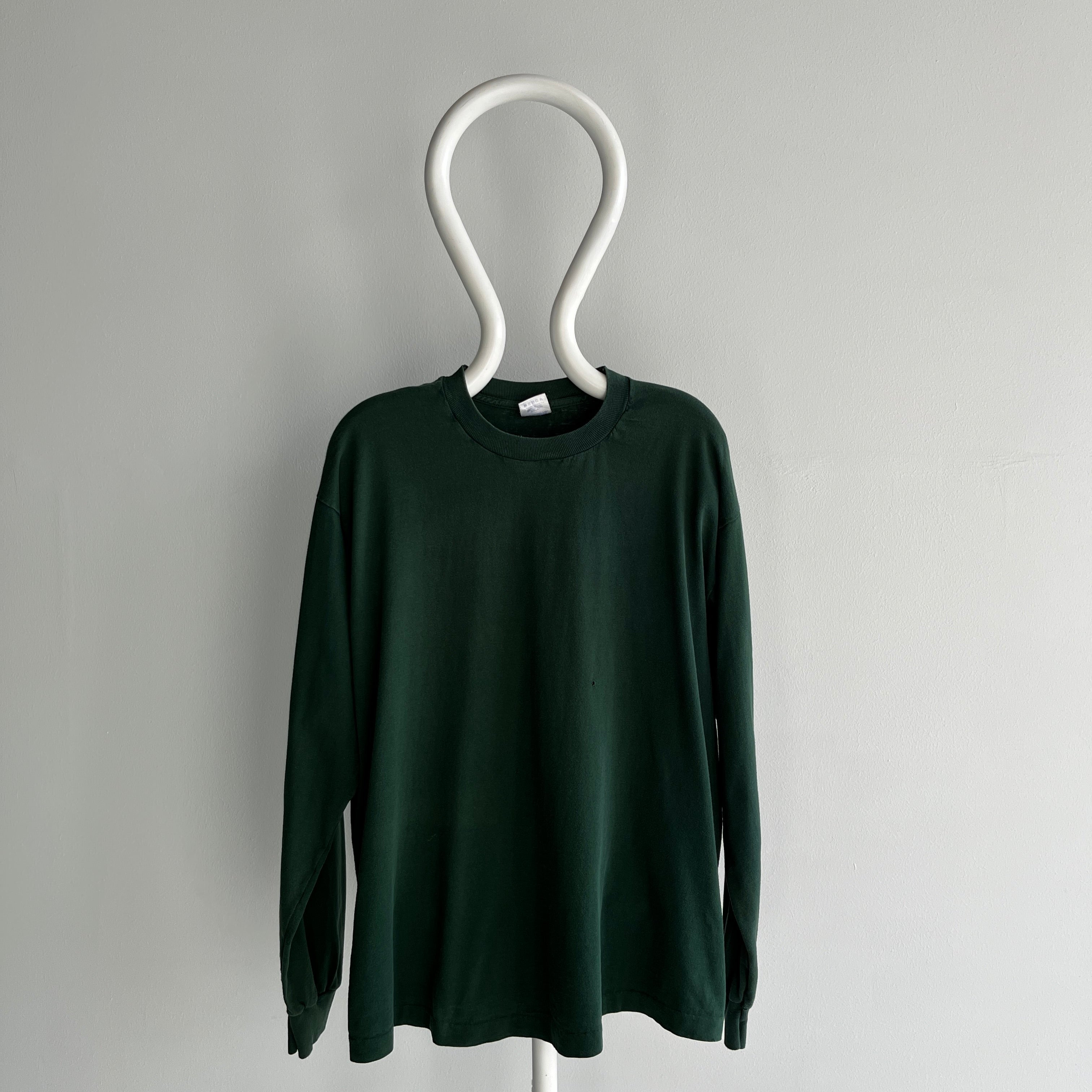 1990s Forest Green Long Sleeve Cotton Shirt