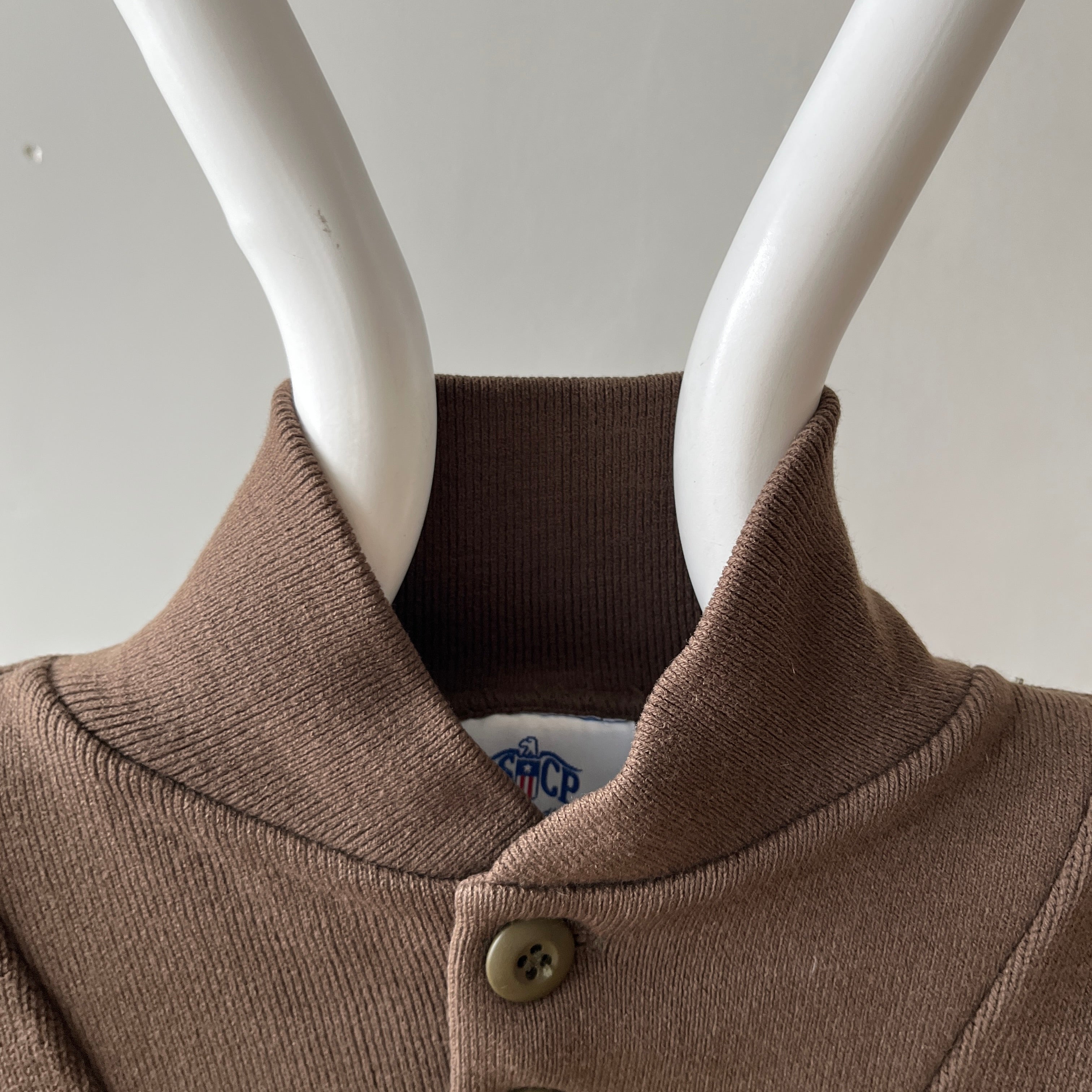 1980s/90s Brown Knit Military Sweater