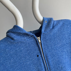 1980s Paint Stained Zip Up Hoodie in Heather Blue