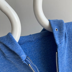 1980s Paint Stained Zip Up Hoodie in Heather Blue