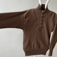 1980s/90s Brown Knit Military Sweater