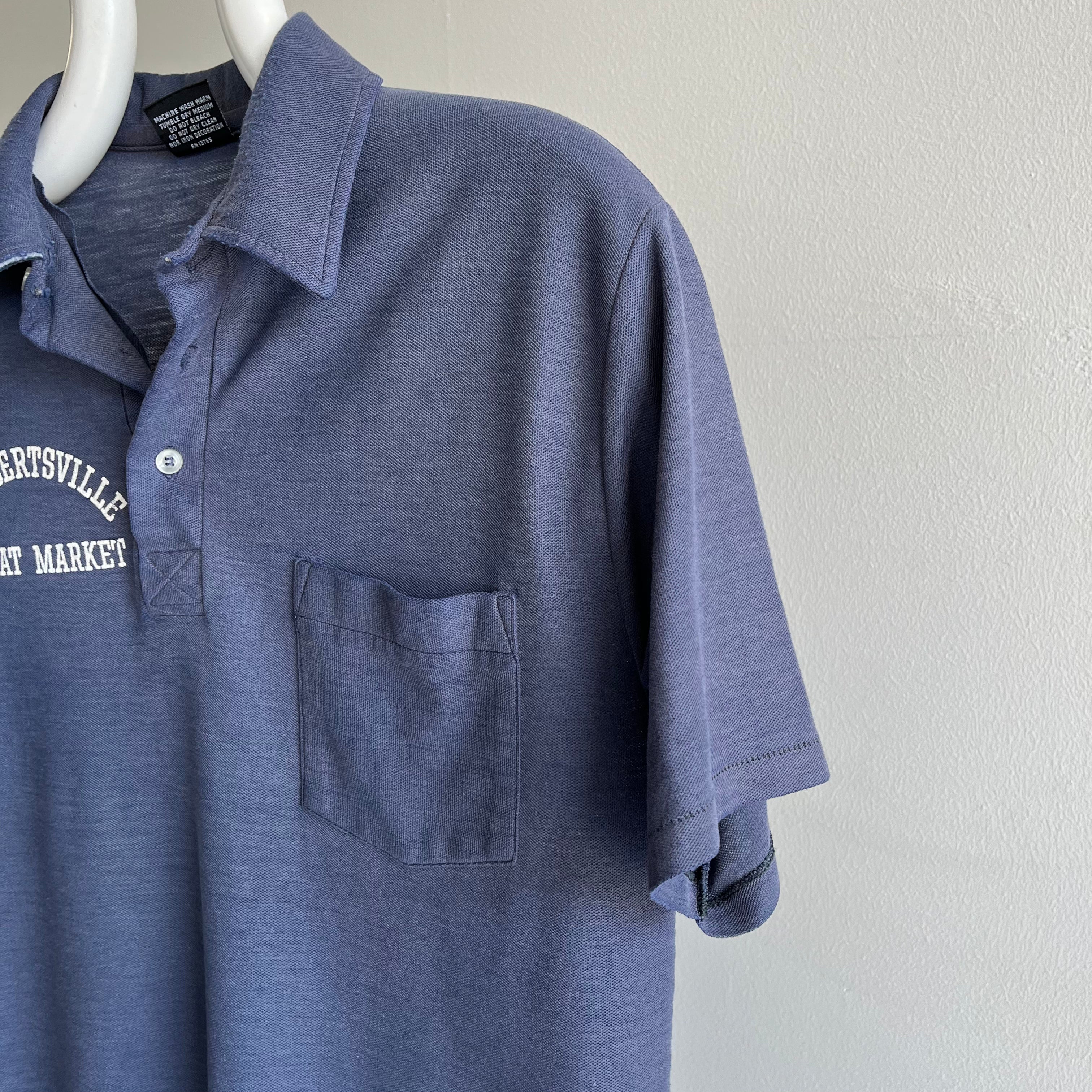 1970/80s Herbertsville Meat Market Extremely Sun Faded Polo Shirt