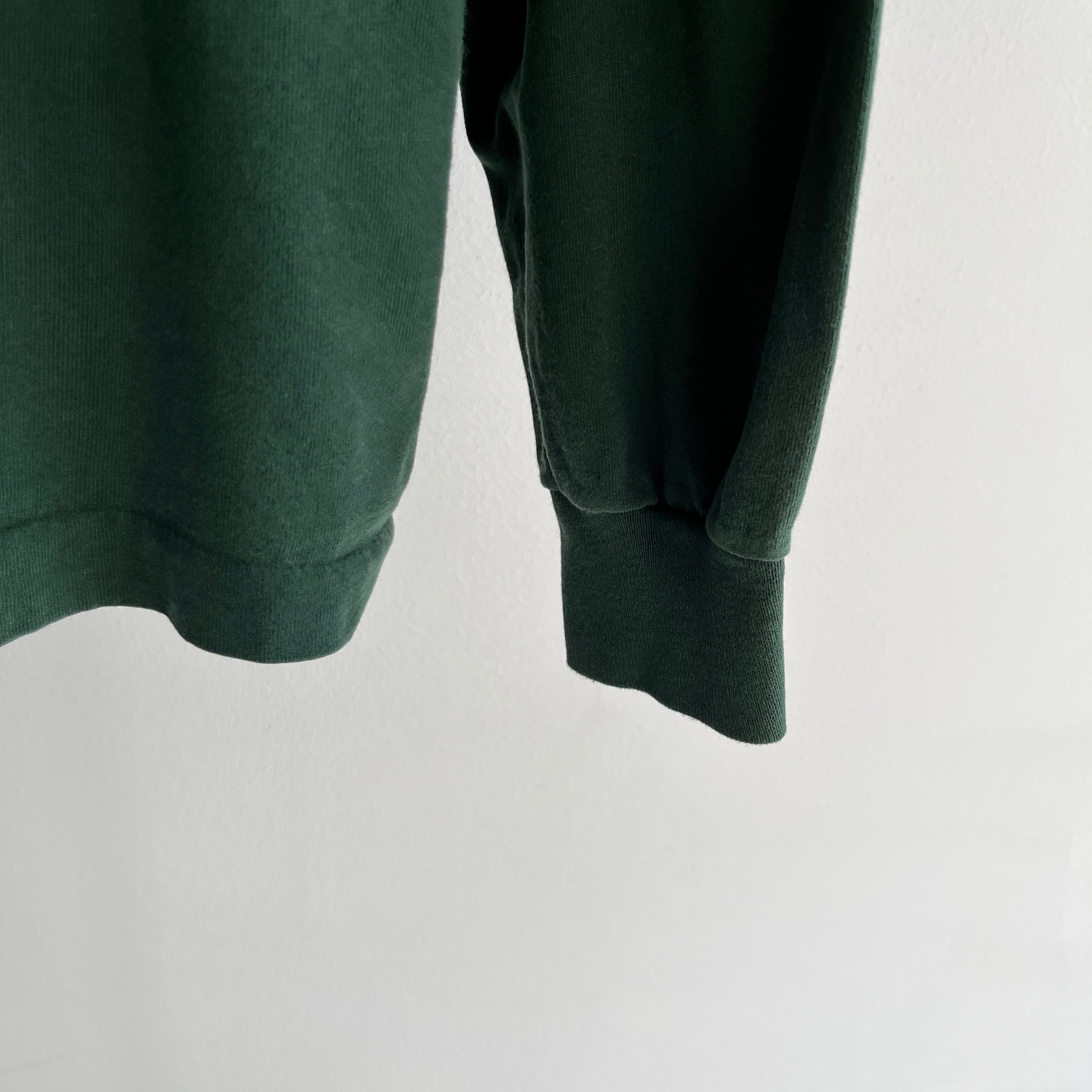 1990s Forest Green Long Sleeve Cotton Shirt