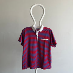 1980s Red, White and Blue Striped Polo Shirt