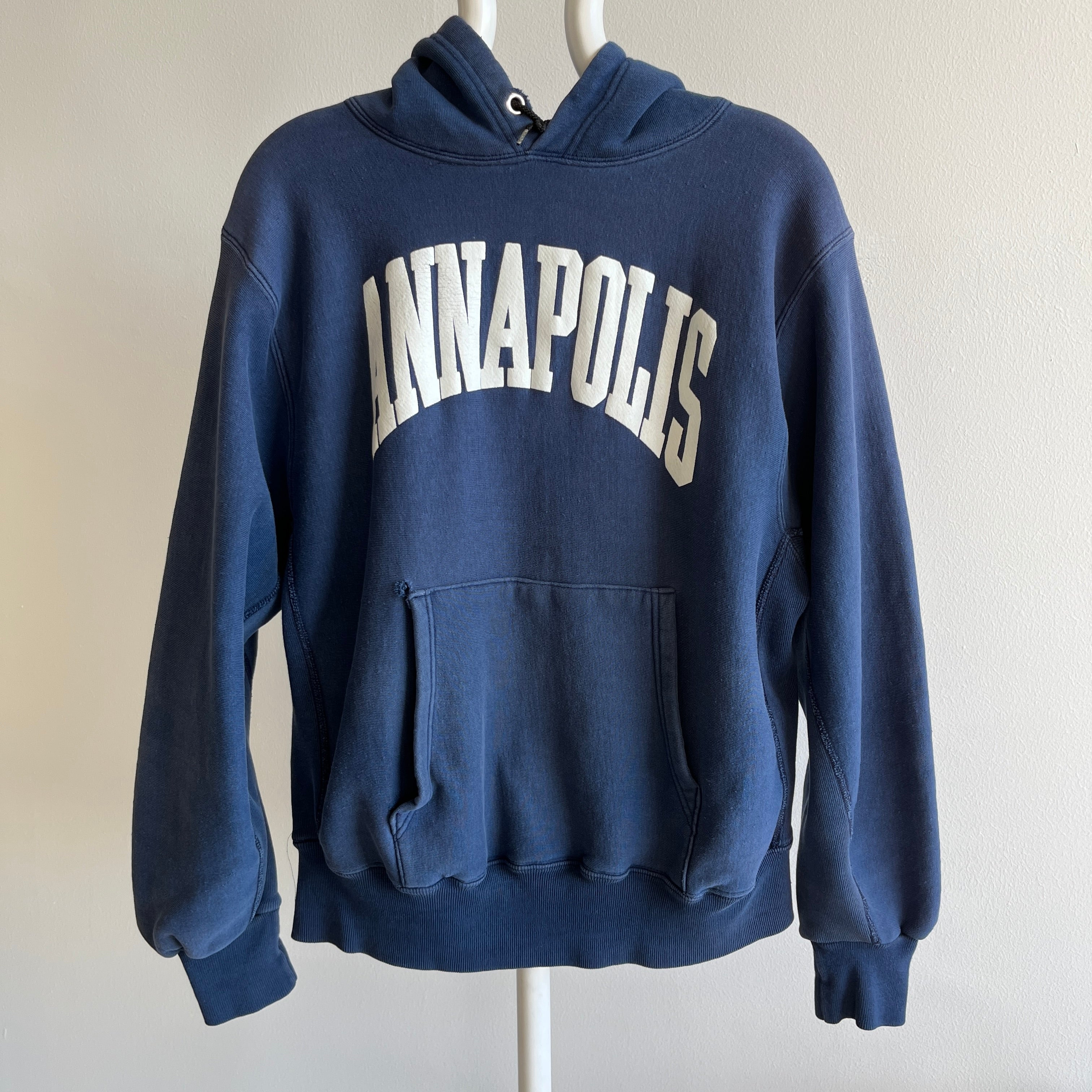 1980s Annapolis Naval Academy Reverse Weaver Soft and Slouchy Sun Faded Hoodie - THIS IS GOLD