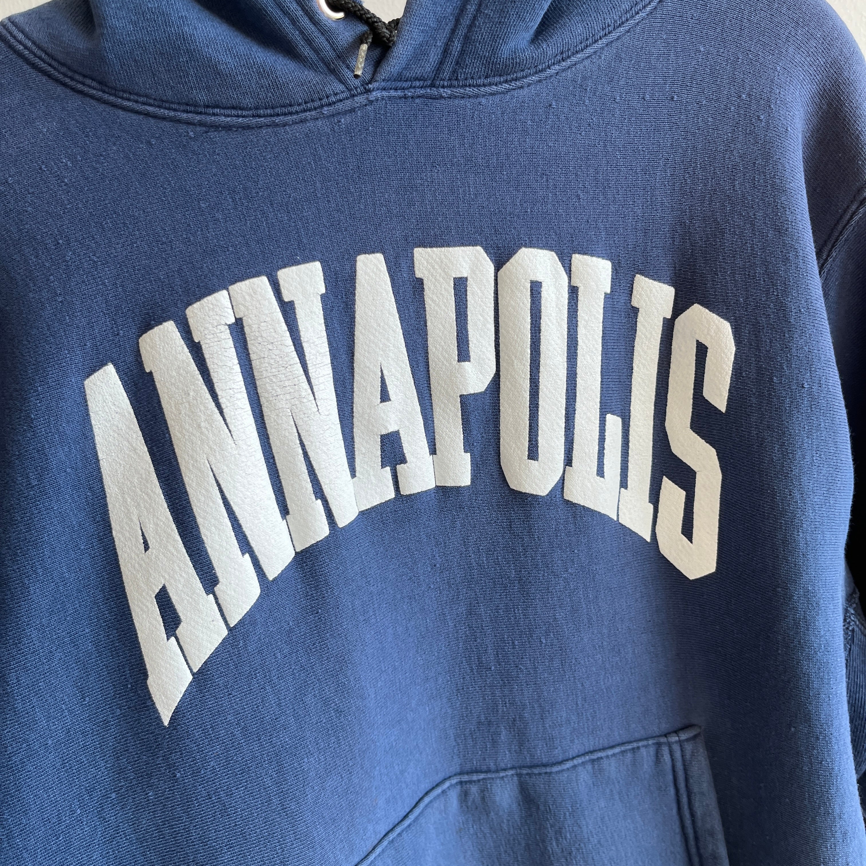 1980s Annapolis Naval Academy Reverse Weaver Soft and Slouchy Sun Faded Hoodie - THIS IS GOLD