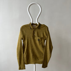 1950s Dark Mustard Long Sleeve Collar Henley Shirt