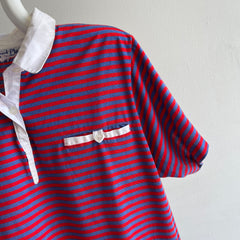 1980s Red, White and Blue Striped Polo Shirt