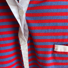 1980s Red, White and Blue Striped Polo Shirt