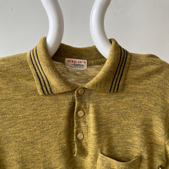 1950s Dark Mustard Long Sleeve Collar Henley Shirt