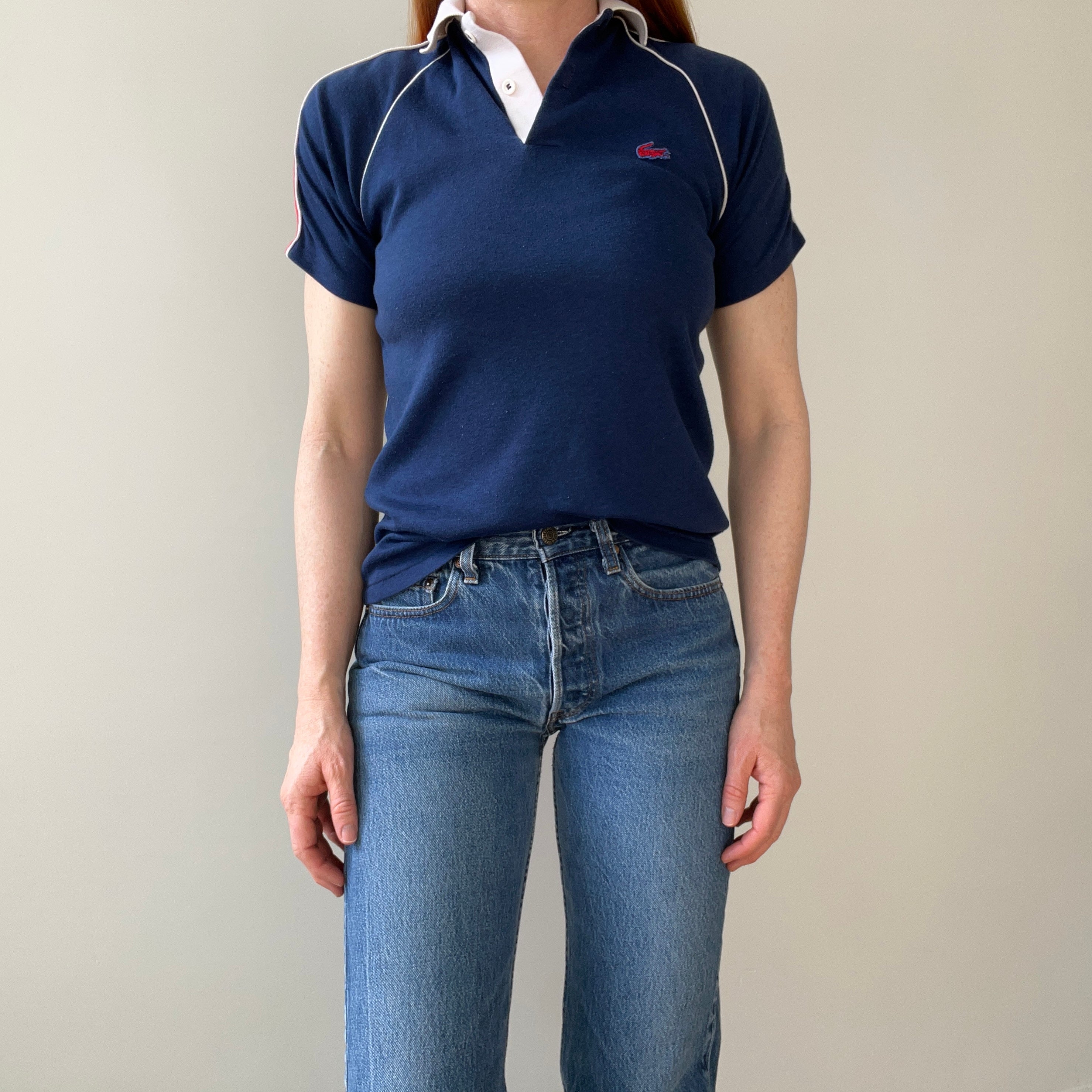 1970/80s Raglan Lacoste Polo with Shoulder Stripes - !!!!