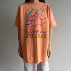 1994 Pinstriped Myrtle Beach Sightly Structured Faded Neon T-Shirt