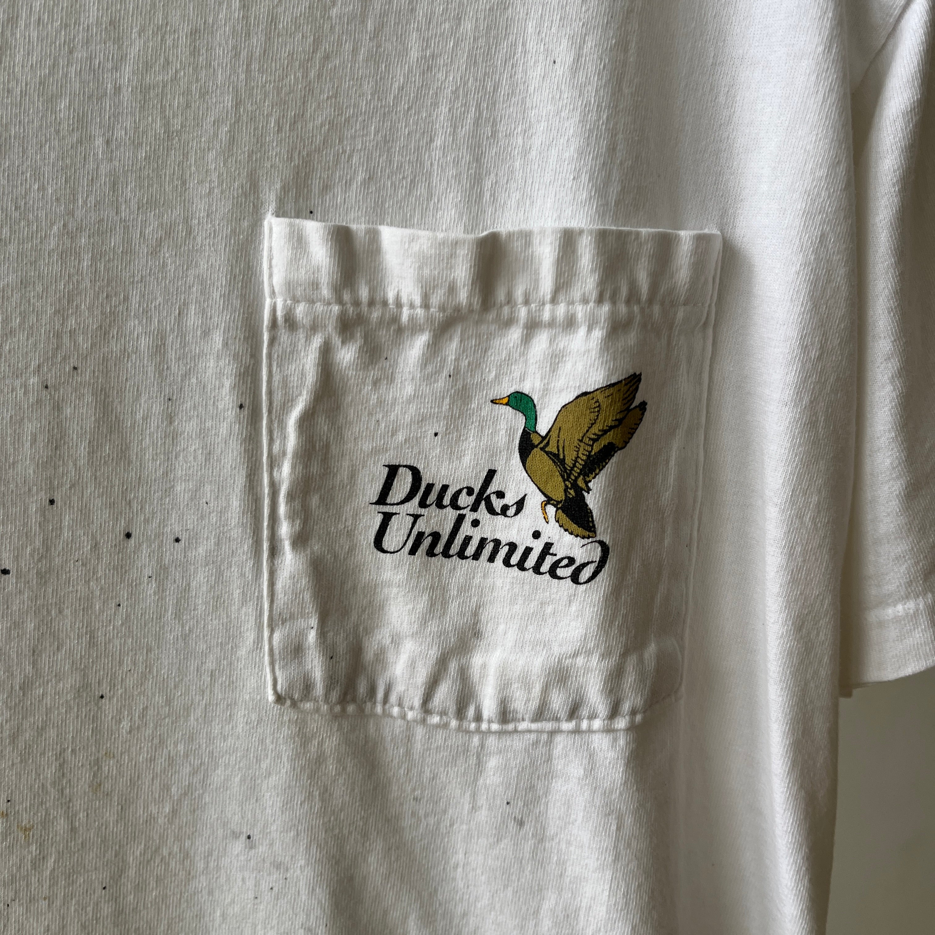 1980s Ducks Unlimited Pocket T Shirt - Giant Fish on The Backside