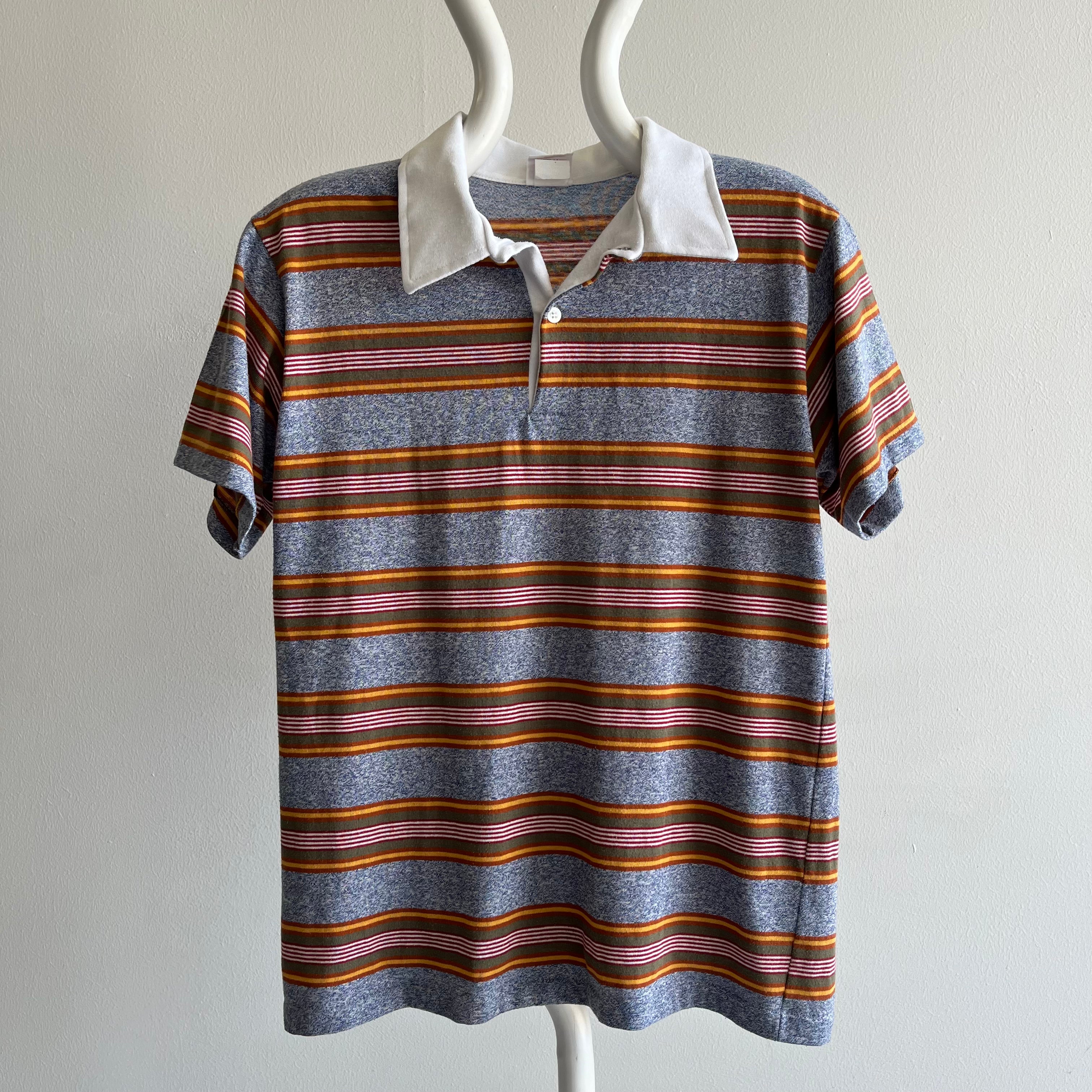 1970s Striped Polo - Those Collar Points!
